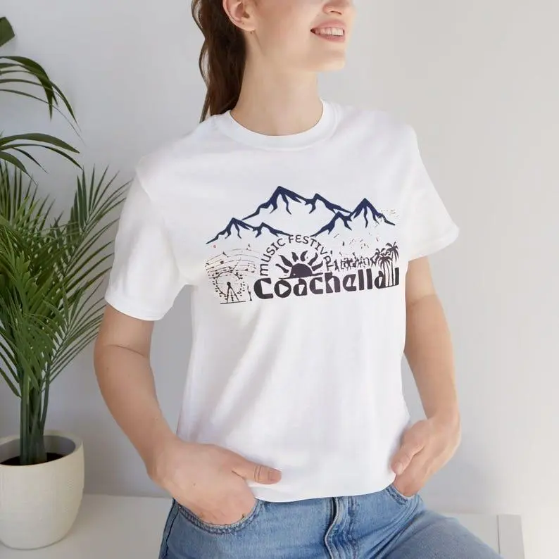 Coachella Vibes Unisex Jersey Tee, Festival T-Shirt, Summer Concert Top, Gift for Music Lovers, Bohemian Style, Casual Wear Gift for Men and Women