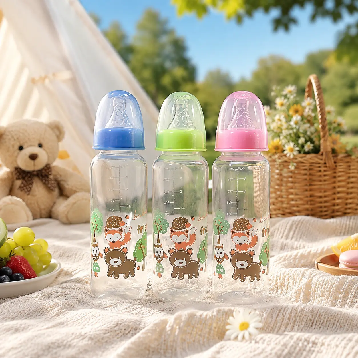 HOTMIR Baby Bottle 9oz Standard Caliber Bottle, Multi Color Optional Baby Feeding Bottle, Newborn Formula Milk Bottle, Portable Baby Bottle, Ideal Newborn Bath Gift for Boys and Girls
