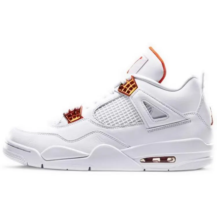 Air Jordan 4 Retro 'Orange Metallic' High-Top Classic Lightweight Sports Sneaker - Male Footwear with Leather Upper, Translucent Outsole, Ideal for Sneakerheads (US M 10)