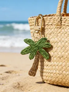 Handmade Coconut Tree Keychain, Bohemian Car Decor, Soft Raffia Woven, Bag Charm, Lightweight Multi-Use, Fashionable Gift for Various Occasions, Aesthetic Keychain, Keychain For Bags
