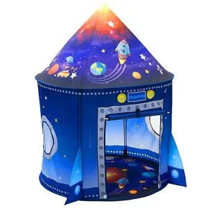 Rocket Ship Play Tent for Kids Astronaut Spaceship Space Themed Pretend Playhouse Indoor Outdoor Games Party Children Pop Up Foldable Tent Birthday Toy for Boys Girls Toddlers