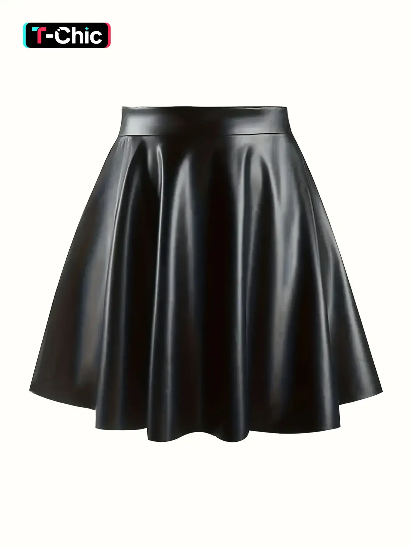 Elegant Formal PU Leather Skirt, High Waist Slimming Pleated Design, Aesthetic Fashionable Women's Clothing for Fall & Winter Seasons