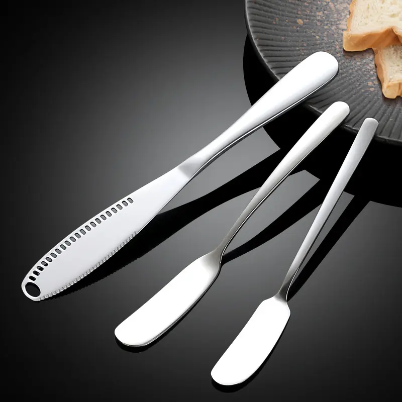 Stainless Steel Butter Knife Set, 3 Pcs Assorted Butter Spreader Knives for Bread, Cheese, Jam, Kitchen Breakfast Utensils