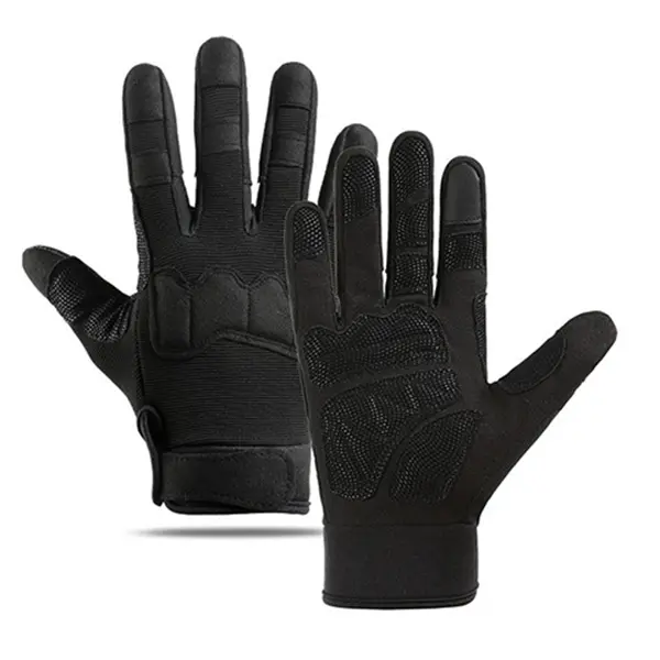 Men’s full-finger tactical gloves with breathable palm protection, adjustable wristband, outdoor wear-resistant design, touchscreen compatible—ideal for cycling, mountaineering, and worksite protection.