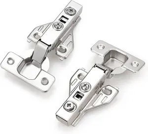 Full Overlay Soft Close Clip On  Frame Mounting Cabinet Hinges, Nickel Plated Door Hinges, Concealed Screws 105  Kitchen Cabient Hinges, 20 Pair