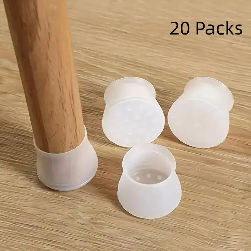 Solid Color Silicone Chair Leg Caps (20pcs), Anti-slip Chair Leg Pads, Chair Leg Covers, Furniture Legs Protector, Household Furniture Accessories