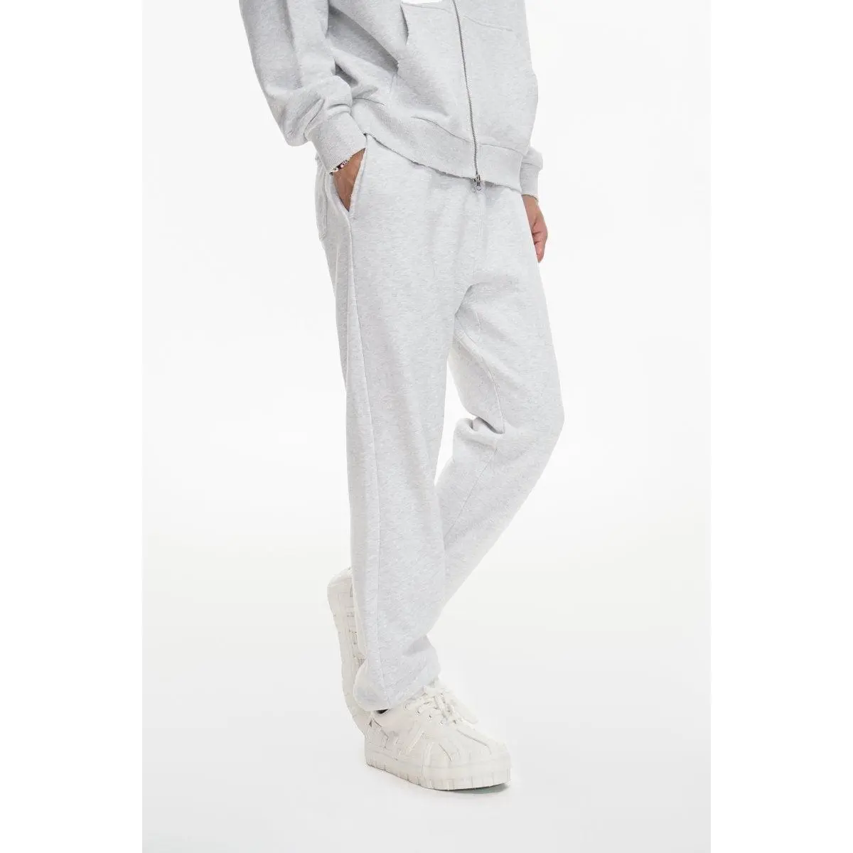 Men's Light Grey Tapered Joggers, Heavyweight 100% Cotton Fleece Pants with Relaxed Fit for Athletic & Casual Wear, Lounge, All-Day Wear, Cute & Comfy Men's Sports Joggers, Activewear Men's Sports Joggers