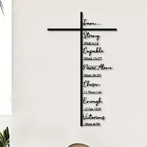 Christian Metal Cross Wall Art Decor, Jesus Crucifix Painting, Religious Home Decoration, Spiritual Ambiance, Ideal Gift for Christians