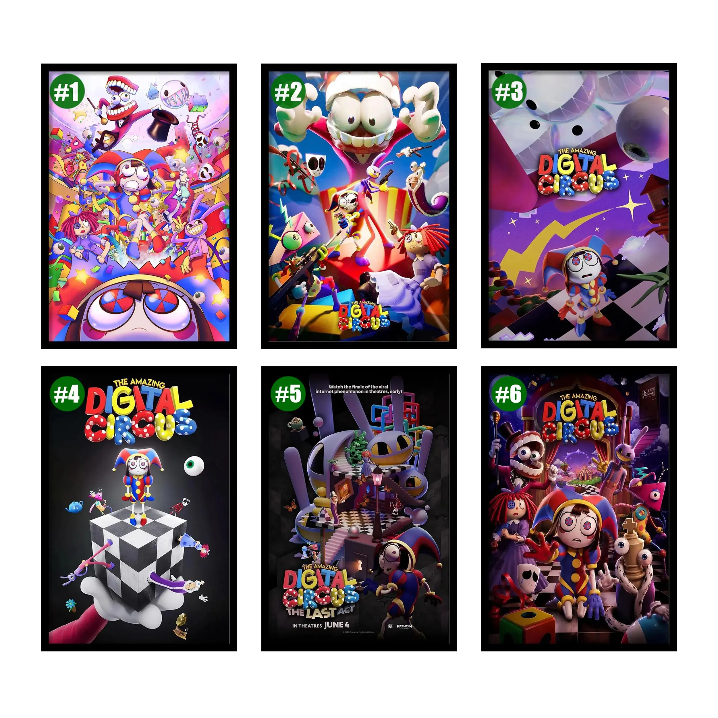 The Amazing Digital Circus Poster No Frame, Anime Wall Art Decor, Cartoon Fantasy Wall Art Print, Anime Wall Decor, Bedroom Decoration, Gift for Anime Fans