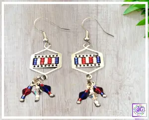 Red, White and Blue Miyuki Delica Bead Earrings with Crystals | Patriotic and Sparkly | Light and Comfortable Jewelry