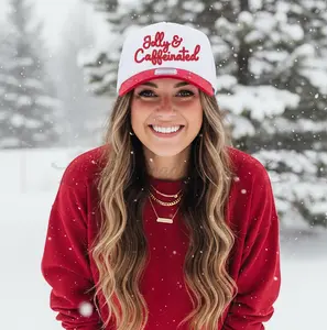 Christmas Embroidered Hat, Christmas Trucker Hat, Jolly and Caffeinated, Funny Christmas Gift, Trending Trucker Hat