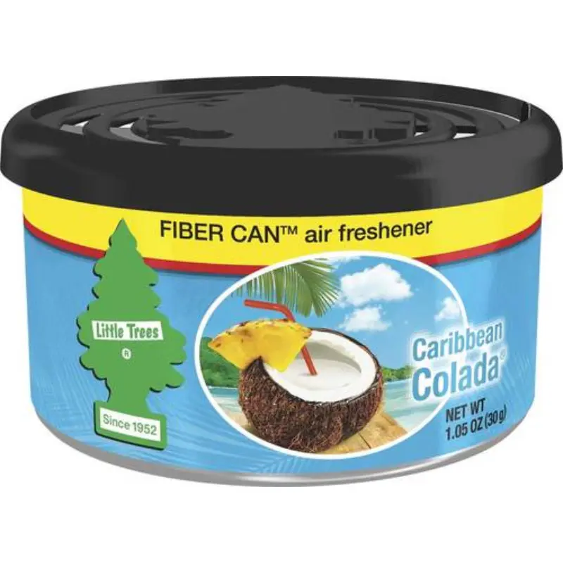 2x Little Trees Fiber Can Caribbean Colada Pineapple Tropical Freshening Car Fragrance, 1.05oz Hanging Auto Odor Elim., Scented Deodorizer Car Accessory, Long-Lasting Scent