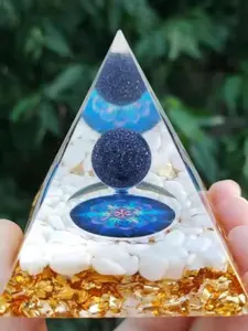 1pc The Pyramid of Ogan is composed of the Blue Sandstone sphere ball white stone, Home Desktop Handmade Ornaments