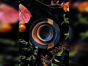 Matte Black w/ Wood Texture Ceramic Bowls and Scrying Vessels