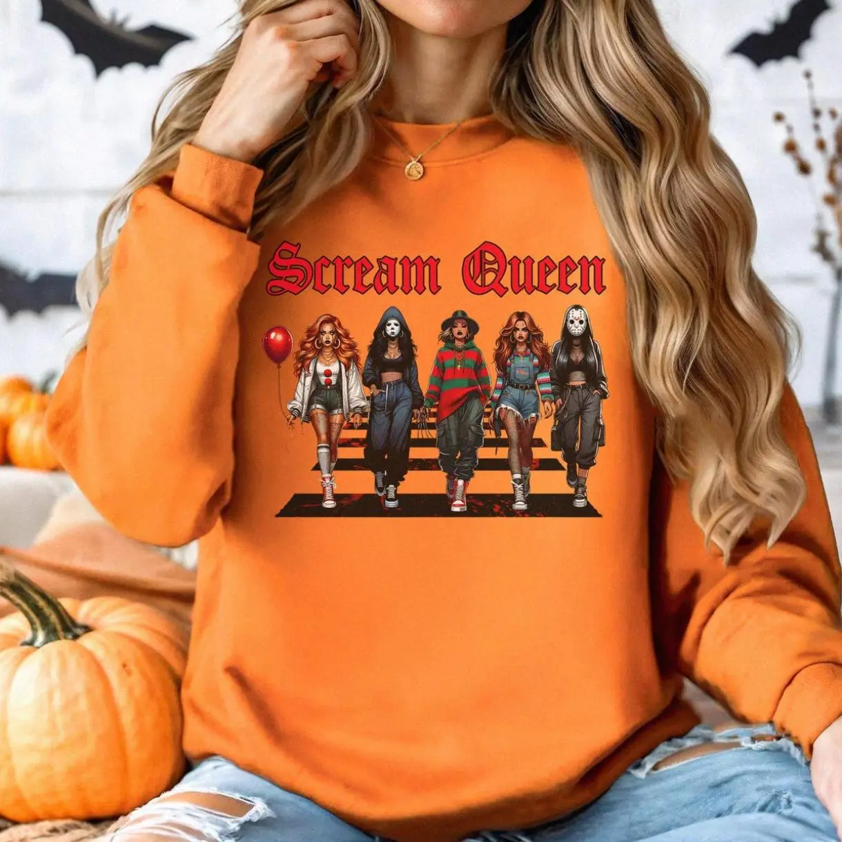 Scream Queen Sweatshirt, Horror Friend Sweater, Halloween Characters Sweater, Scary Halloween Sweatshirt, Cool Colors, Perfect Fit, Ultimate Comfort