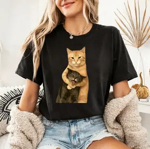 Funny Hugging Cats Vintage T-Shirt, Chaotic Cat Meme Tee, Cute but Evil Cat Shirt, Aesthetic Pet Lover Gift, Unisex Graphic Tee