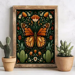 Folklorico Monarch Butterfly Art Print – Colorful Mexican Folk Art, Spring Wall Decor, Vibrant Butterfly Poster, Unique Gift Illustration