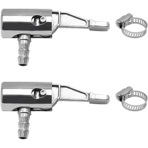 2PCS 1/4" Lock On All Metal Air Chuck, Mini Air Compressor Hose End with Barb Connector, Portable Tire Inflator Tire Chuck with Hose Clamp, Car Inflation Pump Air Nozzle for Hose Repair