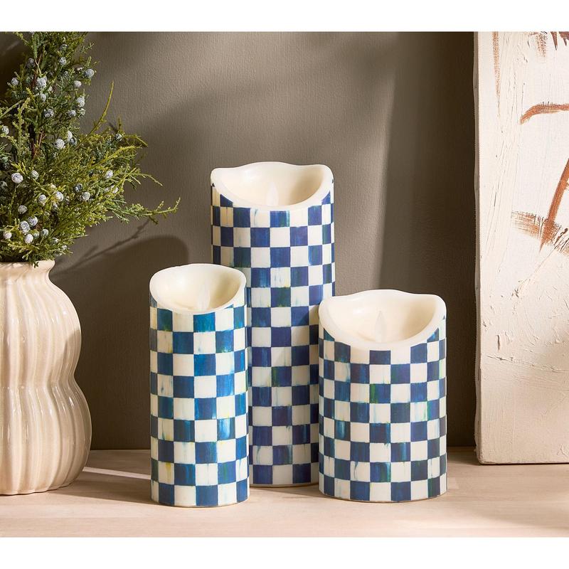 MacKenzie- Childs Set of 3 Pillar Flicker Candles