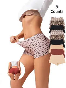 Women's Leopard Heart Print Underwear Set, Soft Comfortable Four-Piece Panties, All-Season Wear, Multiple Colors Available, Heart Pattern Brief
