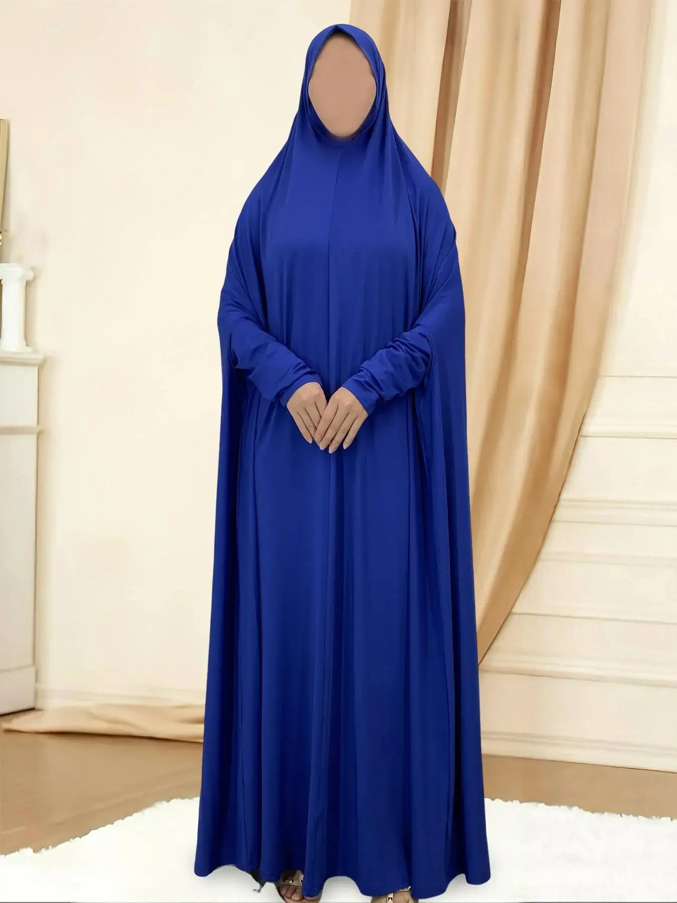 Women's Solid Long Sleeve Hooded Lounge Abaya, Casual Comfy Long Sleeve Open Front Lounge Dress for Daily Wear, Ladies Sleepwear for All Seasons, Modest Muslim Thobe, Modesty Muslim Thobe, Modest Muslim Outfits, Muslim Clothing, Islamic Modesty Clothes