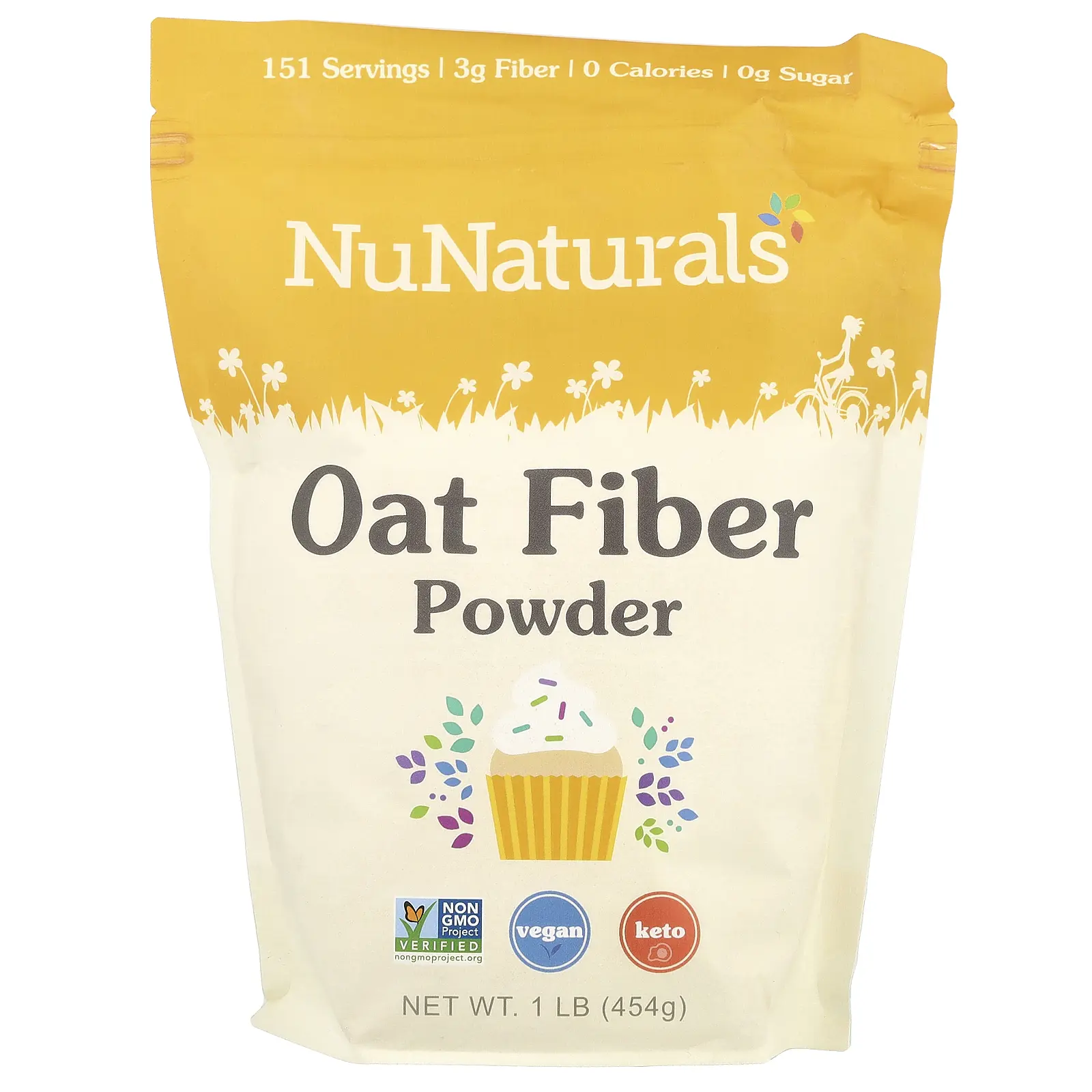 NuNaturals Oat Fiber Powder, 1 lb (454 g)