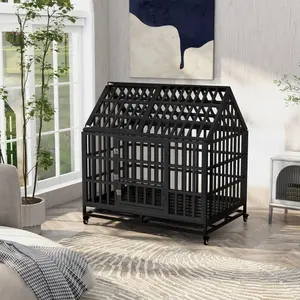 Heavy Duty Dog Crate Large Dog cage Strong Metal Dog Kennels and Crates for Large Dogs with 4 Lockable Wheels
