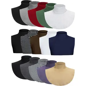 15 Pcs Fake Turtleneck Bulk for Women Fake Collar Winter False Dickey Detachable Collars Unisex Cotton Neck Cover Simple Half Top Mock Turtleneck Gaiters Warmer for Men Sweater Blouse