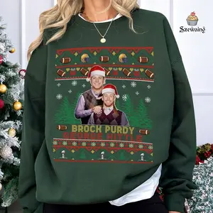Brock Purdy George Kittle SF Football Ugly Christmas Sweater, The SF Bros, San Francisco, Football Fan Shirt, Christmas Gift Sweatshirt Womenswear
