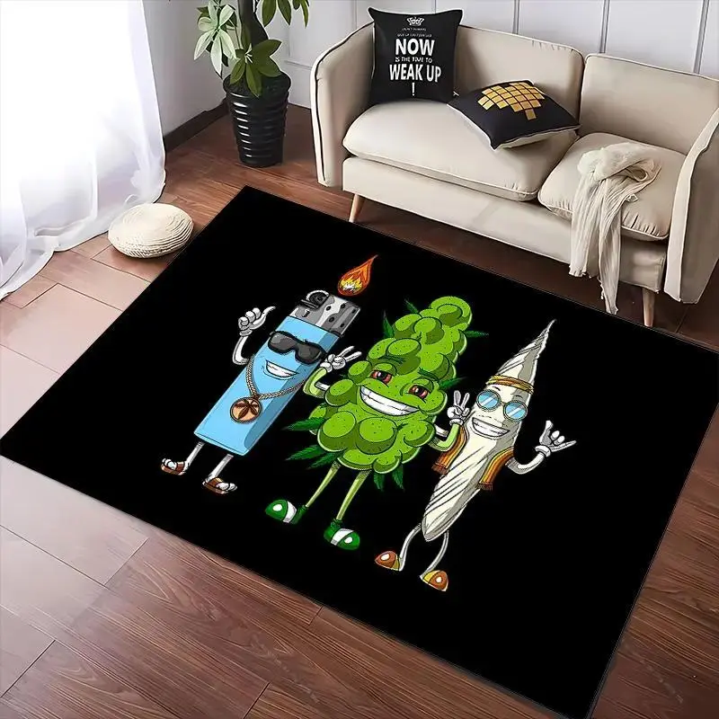 Cartoon Weed Pattern Carpet, Cartoon Pattern Rug, 1 Count Creative Rectangle Mat, Decorative Floor Mat for Home Living Room Bedroom, Home Decor, Home Decor Rugs, Area Rug