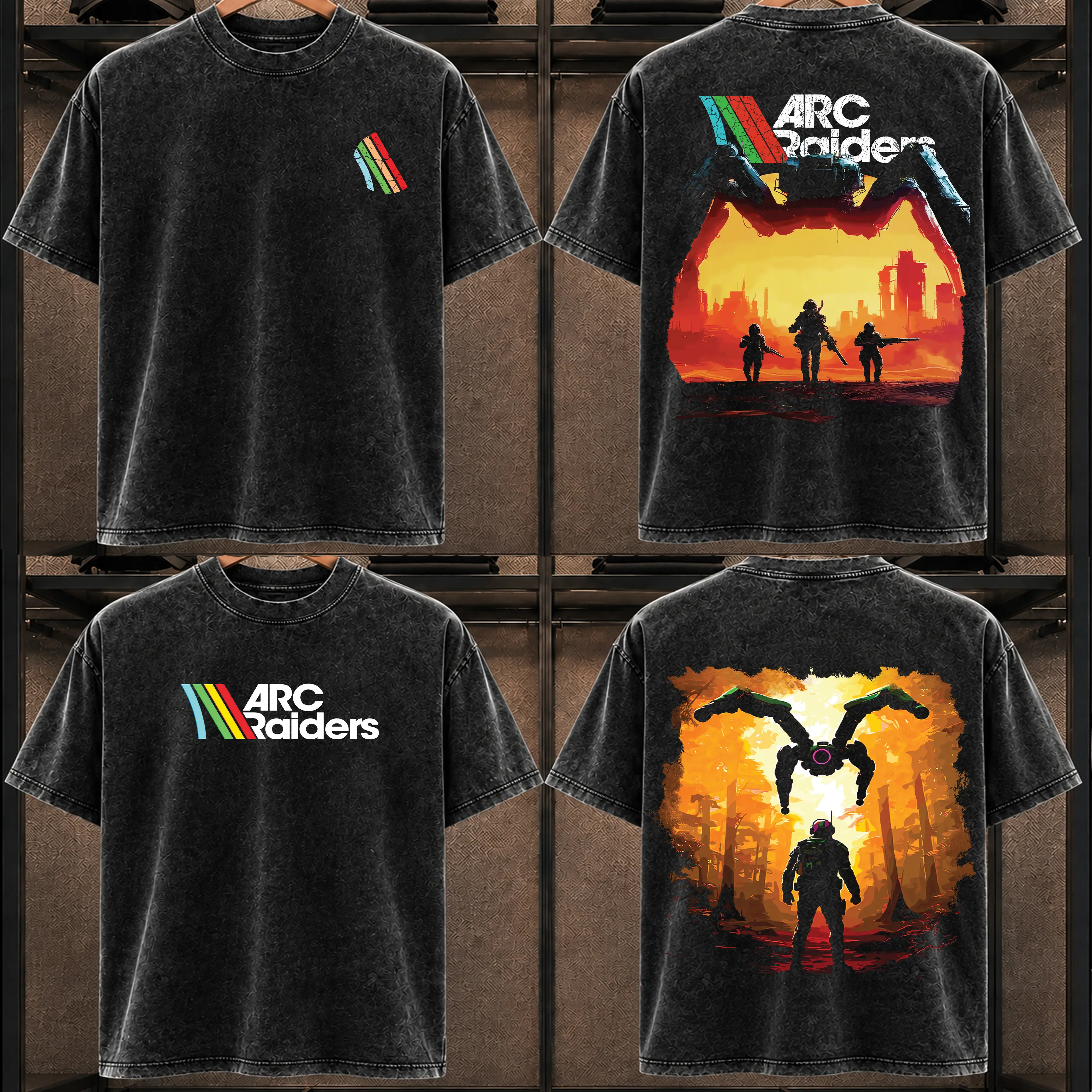 ARC Raiders Sci-Fi Game T-Shirt, Hoodies men, Sweatshirt Concept Art Oversized Washed Vintage Shirt – Double-Sided  Casual Cotton Fabric Tech Streetwear graphic tee Unisex Retro