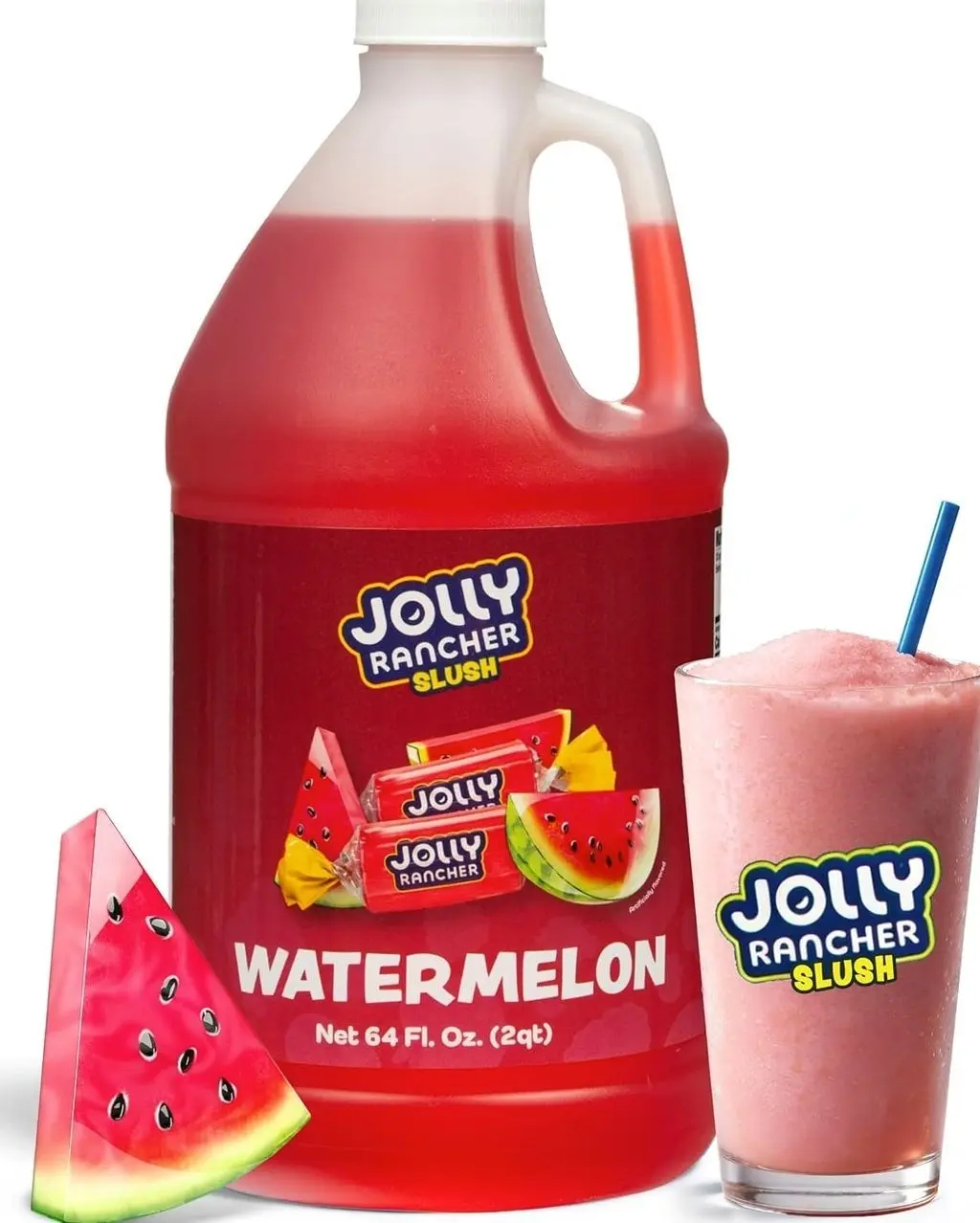 JOLLY RANCHER® Watermelon Beverage Mix – Fruit Flavor Slushie Mix for Machine, 1/2 Gallon Bottle – Frozen Drink Concentrate, 5:1 Ratio for Slushie & Frozen Drink Machines