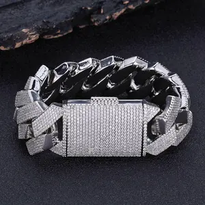[ICE HUE] High Quality Unisex 18K Gold Vacuum Plated Copper Bracelet, 26mm Wide 6-Row Cuban Link with 5A+ Sri Lanka Zircon Inlays, Hip Hop Inspired Luxury Jewelry, Casual Fashion Gift Idea, Wholesale