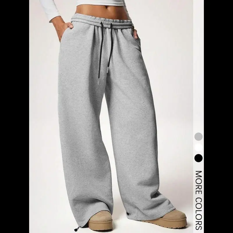 Women's Solid Color Loose Fit Sweatpants, Sports Minimalist Preppy Bottom Soft Comfy Sweatpants For All Seasons