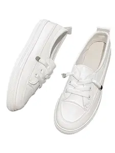 2026 New Slip-On PU Leather Shoes for Women, Breathable Soft Sole Casual Sneakers, Comfortable Low Top Round Toe, Ideal for Students and Nurses