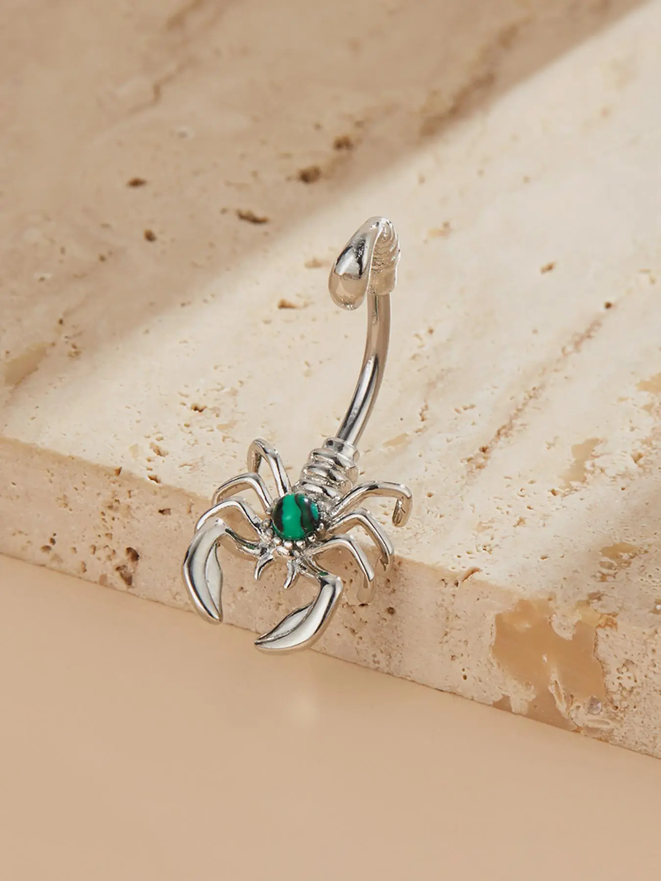 Women's Casual Belly Ring, Stainless Steel Scorpion Turquoise Design, Body Jewelry, Piercing Accessory, All-Season Wear, Western Jewelry, Belly Button Ring, Body Jewellery