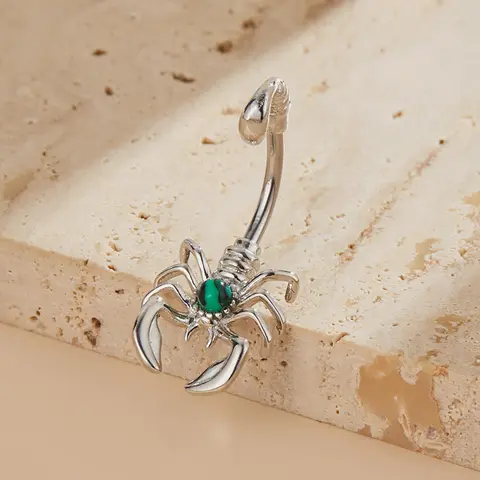 Women's Casual Belly Ring, Stainless Steel Scorpion Turquoise Design, Body Jewelry, Piercing Accessory, All-Season Wear, Western Jewelry, Belly Button Ring, Body Jewellery