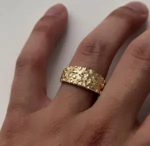 unisex gold nugget ring