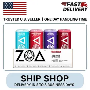 ZOA Zero Sugar Energy Drinks, Variety Pack - Sugar Free with Electrolytes, Healt
