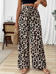 Women's Leopard Print Pants, Casual Comfy Trousers for Holiday Vacation Daily Wear, Women's Bottoms for All Seasons, Casual Bohemian Trousers, Boho Casual Trousers