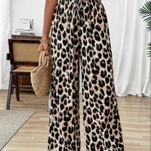 Women's Leopard Print Casual Fashion Pants, Casual Comfy Trousers for Holiday Vacation Daily Wear, Women's Bottoms for All Seasons, Casual Summer Bottoms