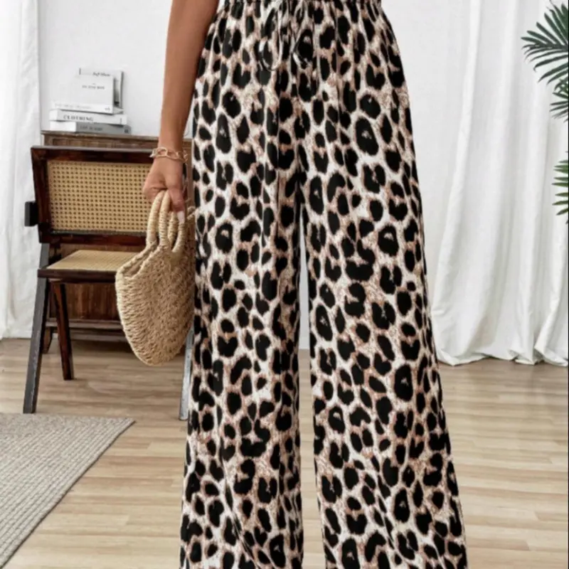 Women's Leopard Print Casual Fashion Pants, Casual Comfy Trousers for Holiday Vacation Daily Wear, Women's Bottoms for All Seasons, Casual Summer Bottoms