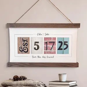 Framed Personalized Wedding Date Sign, Gift for Couple, USA Made Frame, Hanger Frame with Canvas Print, Unique Gift for Wedding