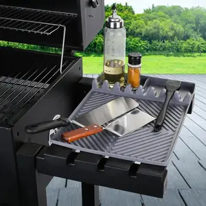 Blackstone Griddle Accessories, Silicone Grill Side Shelf Mat 16×11.5in, Heat-Resistant BBQ Tool Holder with Grease Catcher, Non-Slip Spatula Rest for Outdoor Cooking & Summer BBQ. outdoorfun