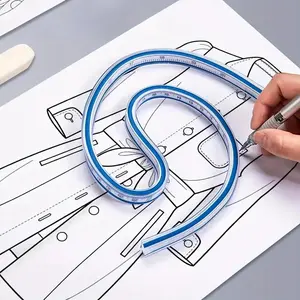 Curve Snake Shaped Soft Ruler, Metric and Imperial Dual Scale, Any Angle Drawing Design, Comic Building Drawing Ruler