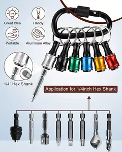 Screwdriver Bits Holder Light-weight Quick-change Extension Bar Keychain Drill Screw Adapter Change Portable, With Black Carabiner Hand Tools Hardware