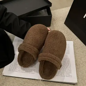 Hug Vogue Ladies' Fashion Solid Color Plush Warm Fuzzy Slippers 2025 New Soft Warm Regular Indoor and Outdoor Autumn/Winter Cross Comfort Women's Plush