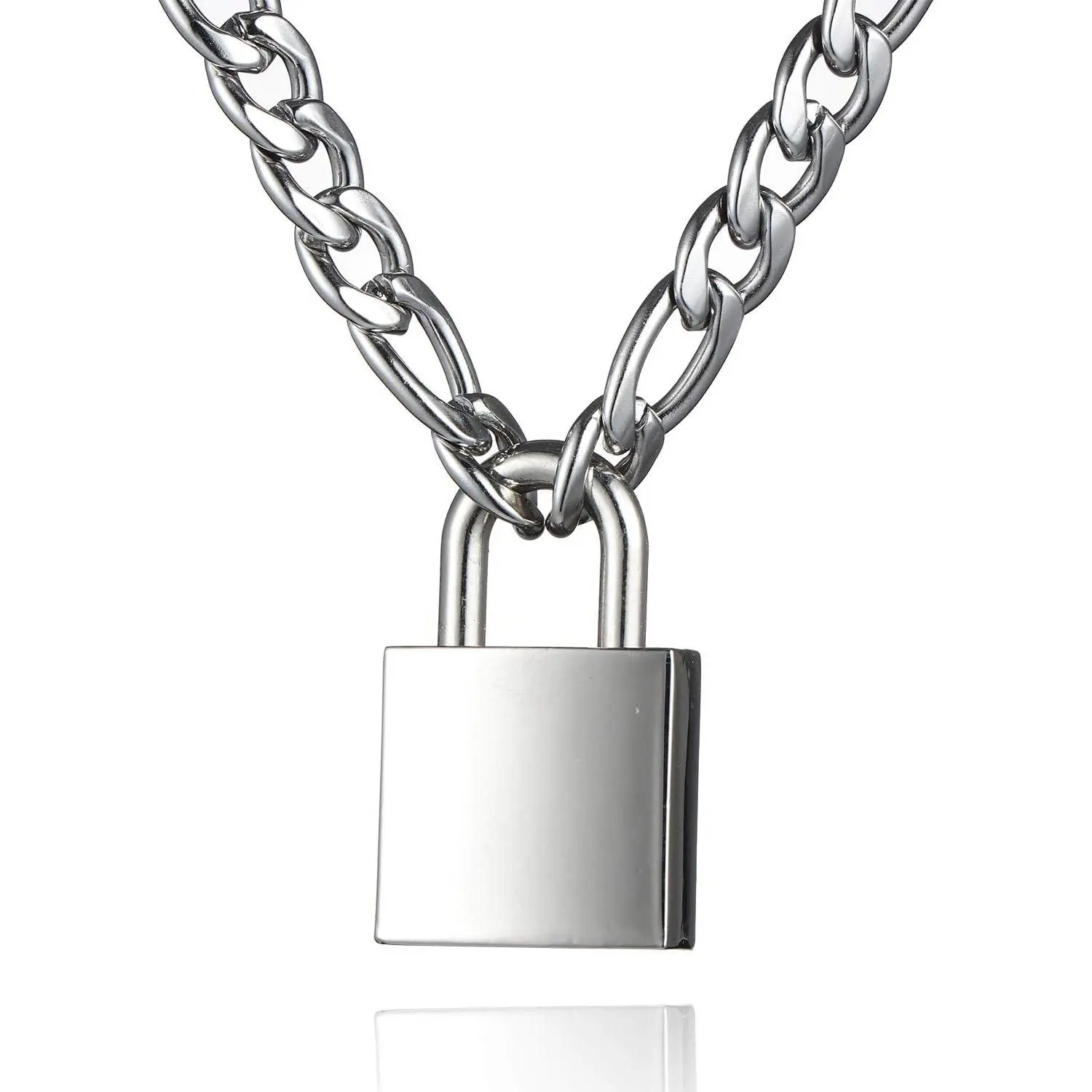 Padlock Necklace Stainless Steel Lock Chain for Men Women 18-24 inch Padlock Necklace Stainless Steel Lock Chain for Men Women 18-24 inch