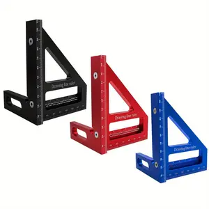 Precision Square, Aluminum Alloy Miter Triangle Ruler T-type Scriber, Carpentry Measuring Tools, 45/90 Degree Layout 3D Multi Angle Drawing Line Woodworking Tool