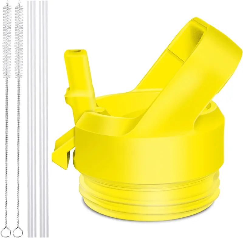 Water bottle lid, direct drinking lid, stainless steel insulated cup, multifunctional sealed lid with 2 straws and 2 brushes, straw lid